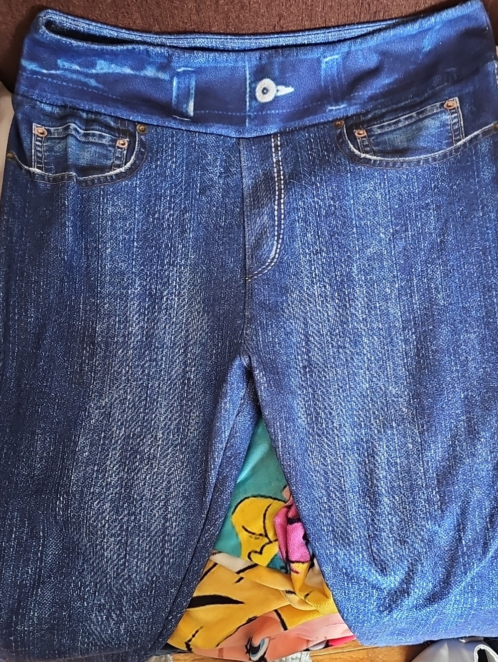Women’s Blue Denim-like Lined Leggings